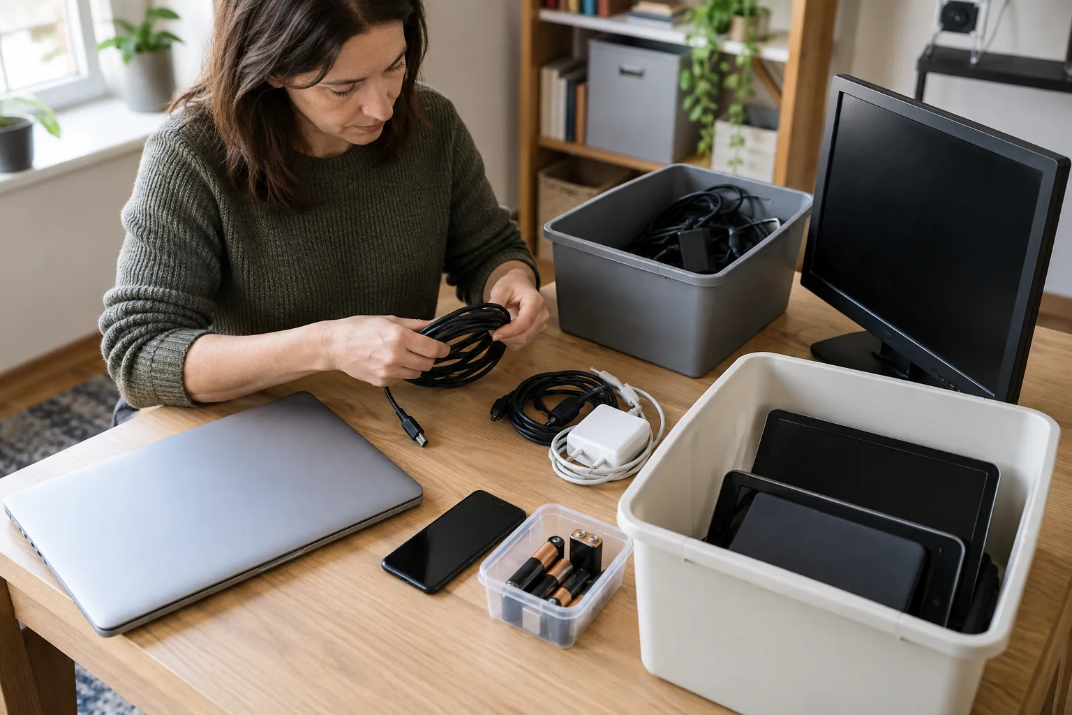 Household electronics gathered for responsible disposal