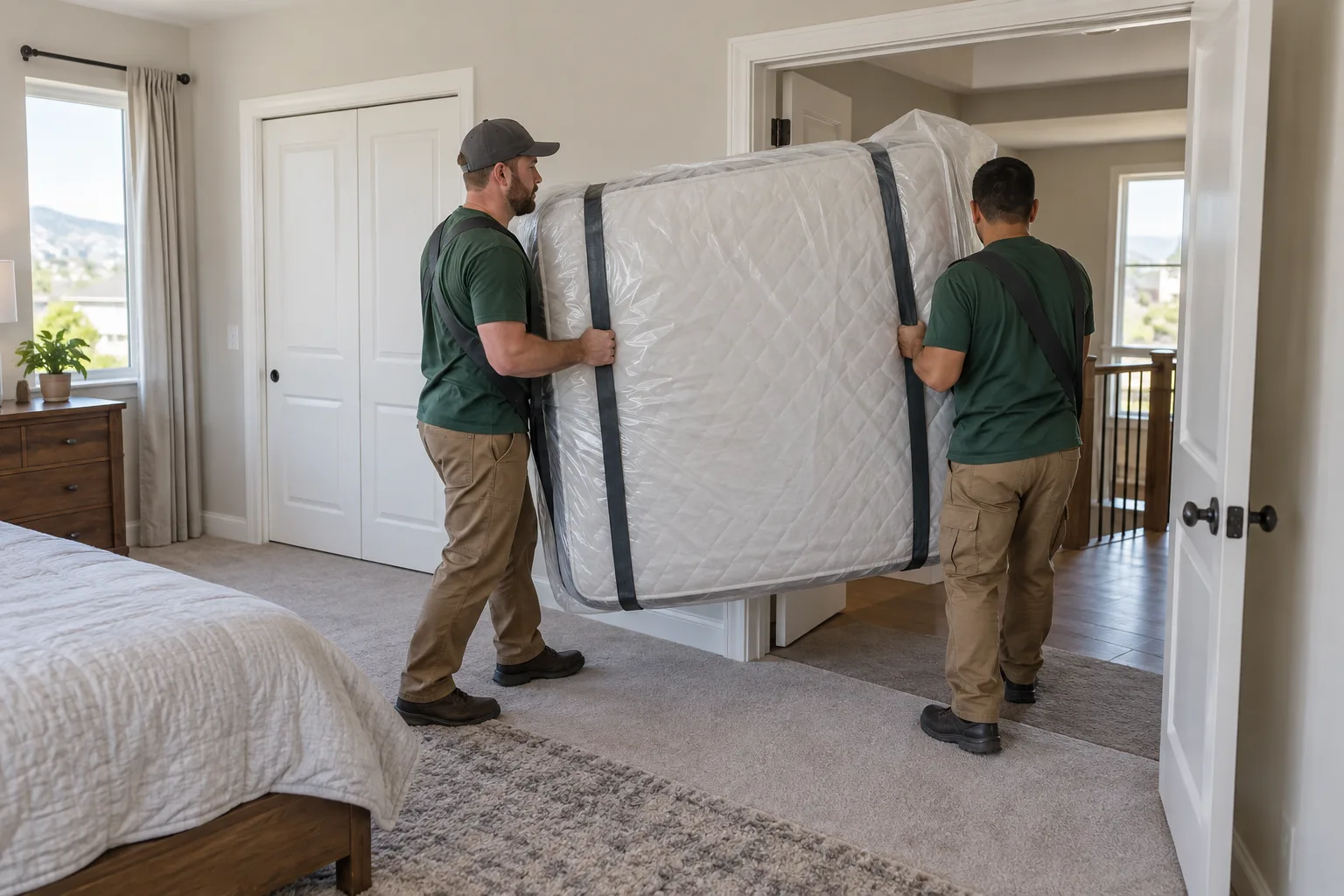Mattress prepared indoors for safe removal